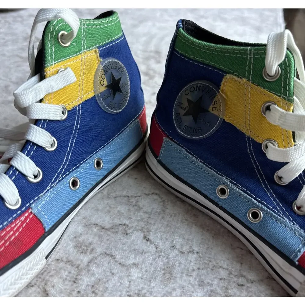 Converse All Star Patchwork Youth High Top Multicolor sneakers Shoes size 3